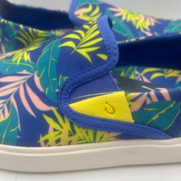 NEW Olukai Blue Aloha Floral Men\'s Sneakers Size 10.5 Lae’ahi Pa’L Slip On shoes